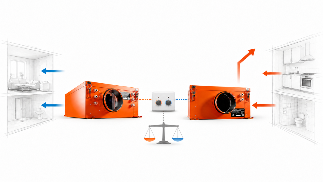 Приточная Orange и вытяжная Orange ВУ в сбалансированной системе